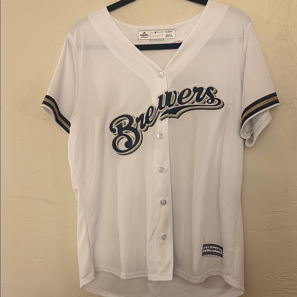 Majestic White Brewers Baseball Jersey